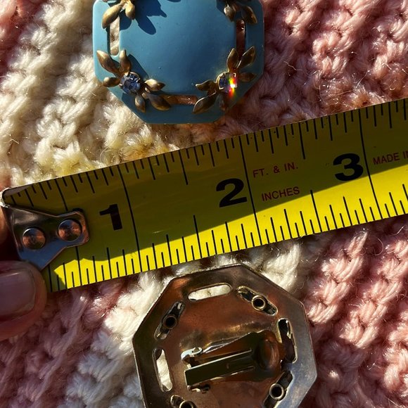 1950s Enamel Rhinestone Clip on Earrings - Picture 4 of 4